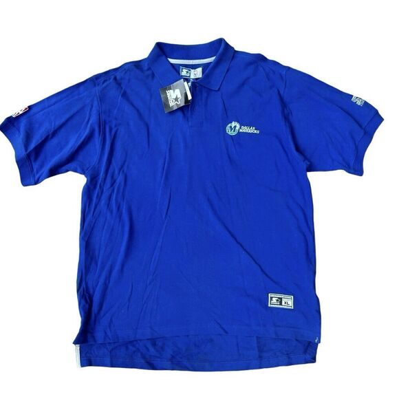 Vintage Dallas Mavericks Starter Men's XL Blue Polo Shirt Embroidered Logo - Picture 1 of 8